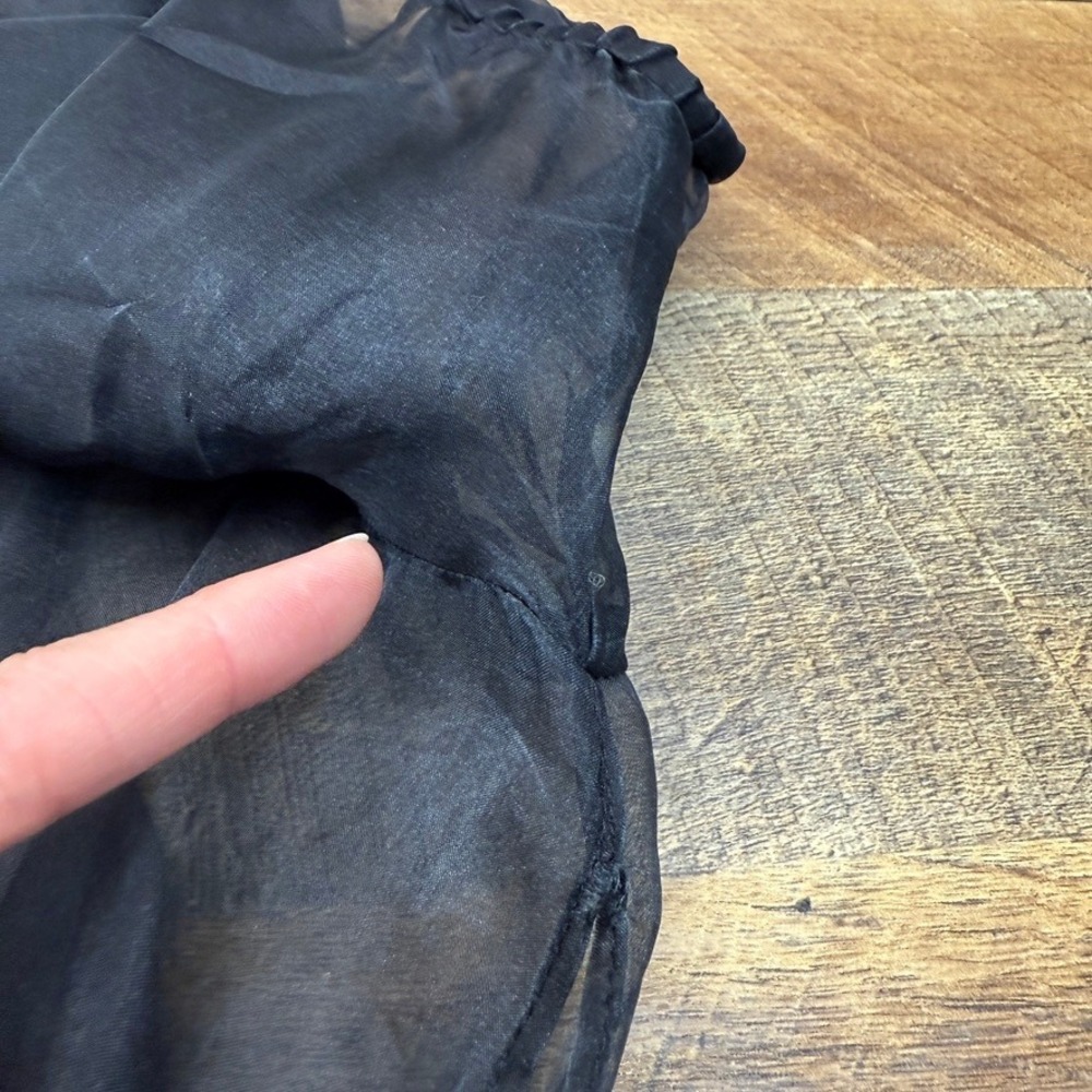 Cinq a Sept Dress Black Organza Sheer Puff Sleeve Party Cocktail Mini Bow Sz 2 - Picture 7 of 12